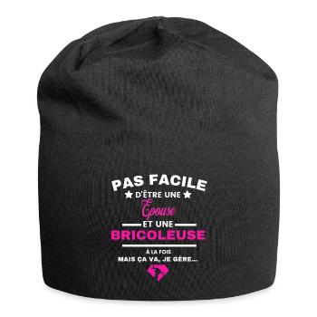 pas facile d'être Bricoleuse et Epouse - Bonnet en jersey - noir - Devant