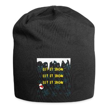 Snow | Let it Snow | Flakes | Snow figure | Santa - Jersey-Beanie - Schwarz - Vorne