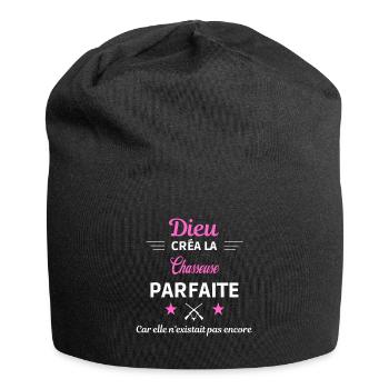 dieu créa la parfaite humour Chasseuse - Bonnet en jersey - noir - Devant