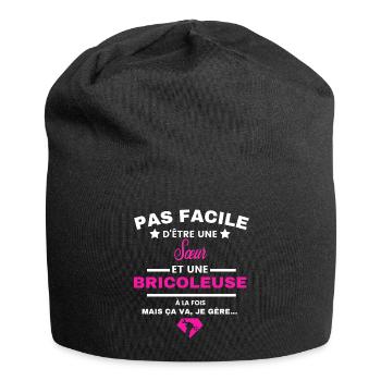 pas facile d'être Bricoleuse et Sœur - Bonnet en jersey - noir - Devant