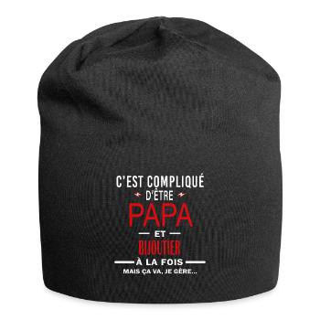 papa Et BIJOUTIER cadeau citation - Bonnet en jersey - noir - Devant