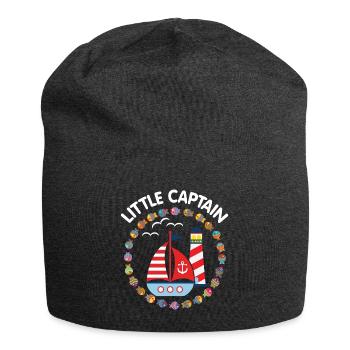 Kleiner Kapitän mit Segelboot und Leuchtturm - Jersey-Beanie - Anthrazit - Vorne