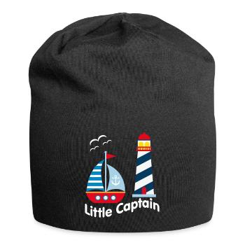 Petit capitaine avec voilier, mouettes et illumination - Bonnet en jersey - noir - Devant