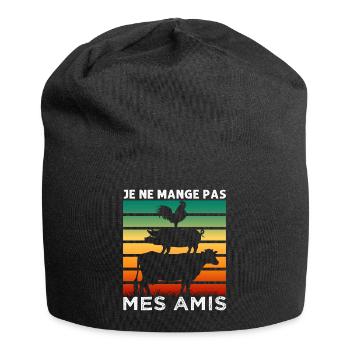 Végétarien je ne mange pas mes amis cadeau vegan. - Bonnet en jersey - noir - Devant