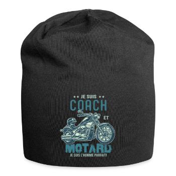 motard le meilleur coach le meilleur - Bonnet en jersey - noir - Devant