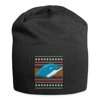 Ugly Christmas Sweater Tshirt Christmas Dolphin - Jersey Beanie - black - Front