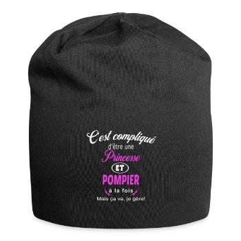 c'est compliqué princesse et pompier - Bonnet en jersey - noir - Devant