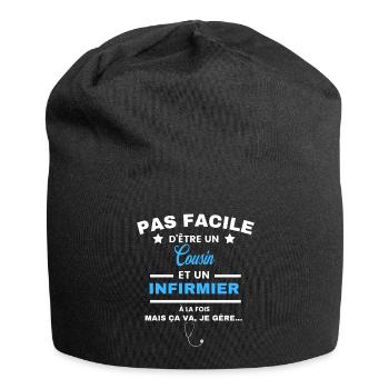 pas facile d'être INFIRMIER et Cousin - Bonnet en jersey - noir - Devant