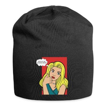 Pop-Art Blond mit Denkblase - Jersey-Beanie - Schwarz - Vorne