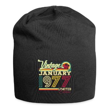 Born 1977 January 46th birthday Gift man - Jersey Beanie - black - Front