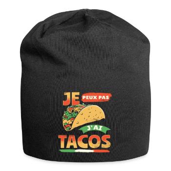 Tacos je peux pas j'ai tacos humour tacos cadeau - Bonnet en jersey - noir - Devant