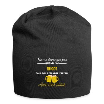 Ne me dérangez pas QUAND J'ai l'apéro tricot - Bonnet en jersey - noir - Devant