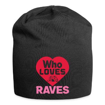 WHO LOVES RAVES FUNNY - Jersey Beanie - black - Front