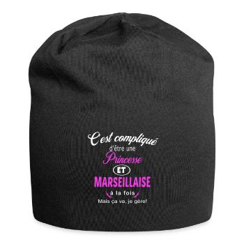 c'est compliqué princesse et Marseillaise - Bonnet en jersey - noir - Devant