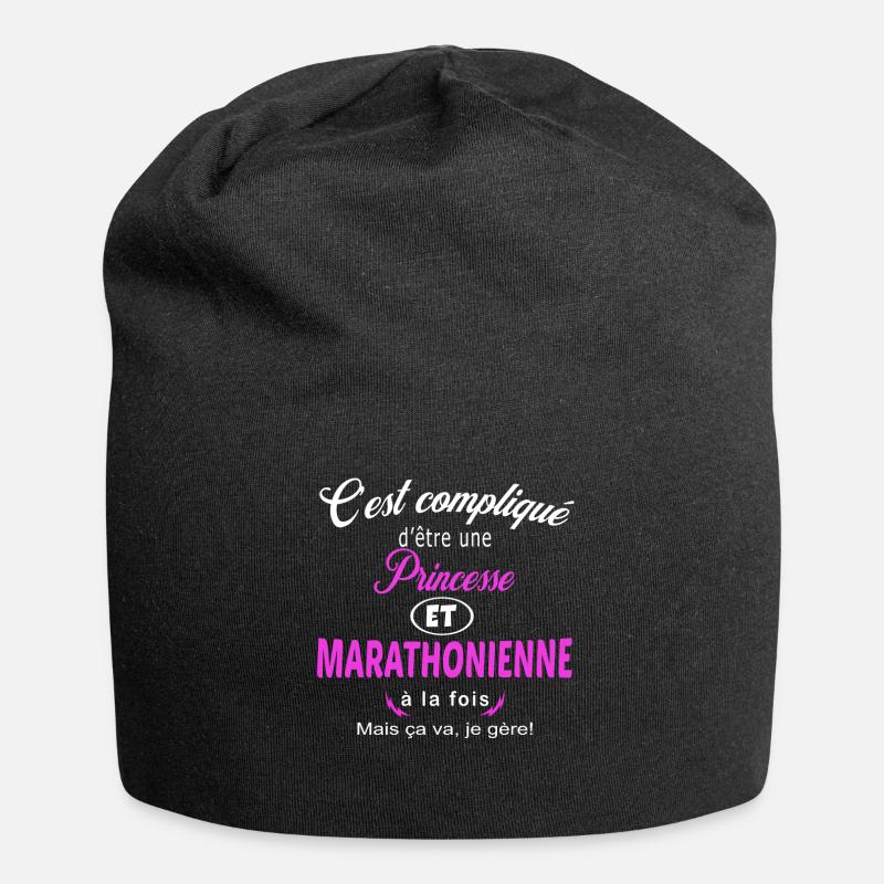 c'est compliqué princesse et marathonienne - Bonnet en jersey - noir