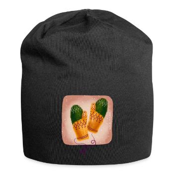 gestrickte Handschuhe - Jersey-Beanie - Schwarz - Vorne
