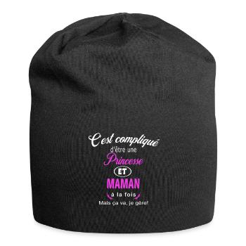 c'est compliqué princesse et maman - Bonnet en jersey - noir - Devant