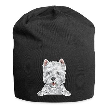 West Highland White Terrier Westie - Bonnet en jersey - noir - Devant