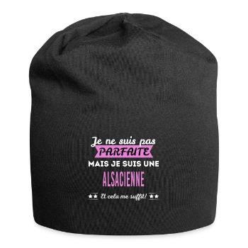 Je ne suis pas parfaite Alsacienne - Bonnet en jersey - noir - Devant