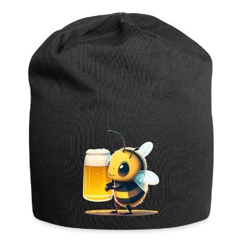 Funny and cute bee with beer - Jersey Beanie - black - Front