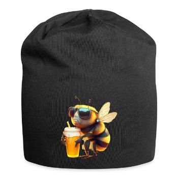 Cool bee with beer and sunglasses - Jersey Beanie - black - Front