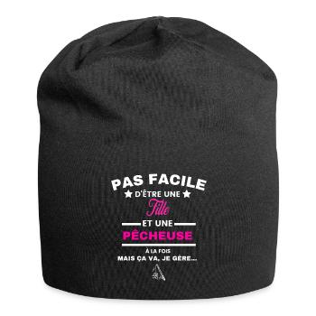pas facile d'être plombière et Fille - Bonnet en jersey - noir - Devant