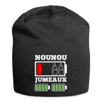 Nounou de jumeaux humour batterie faible nourrice - Bonnet en jersey - noir - Devant