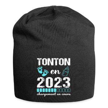 Tonton en 2023 annonce naissance cadeau oncle - Bonnet en jersey - noir - Devant