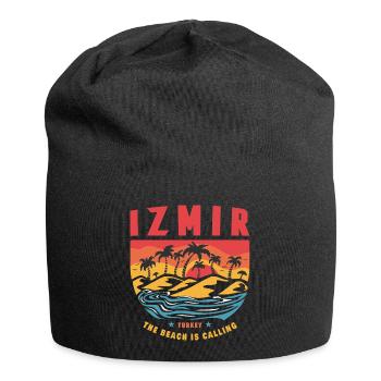 Izmir Turkey palm design - Jersey Beanie - black - Front