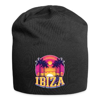 Ibiza, Espagne, Île, Eté, Palmiers, Plage, Fête - Bonnet en jersey - noir - Devant