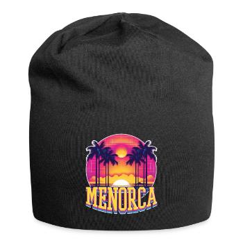 Menorca Spanien Sommer Sonne Strand Meer Palmen - Jersey-Beanie - Schwarz - Vorne