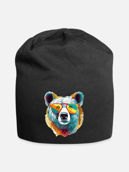 Icko der coole Bär - Jersey-Beanie - Schwarz