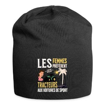 Femmes Préfèrent les Tracteurs, Humour Agriculteur - Bonnet en jersey - noir - Devant