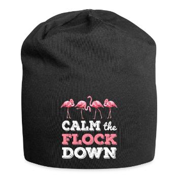 Calm The Flock Down T shirt Funny Flamingo Gift - Bonnet en jersey - noir - Devant