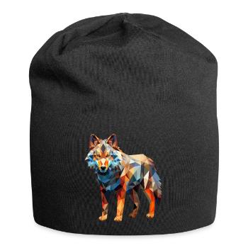 Wolf Geometrisch Zeichnung - Jersey-Beanie - Schwarz - Vorne