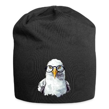 Miki the seagull with glasses - Jersey Beanie - black - Front
