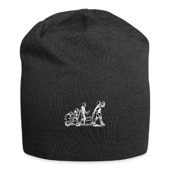 Vatertag Evolution Bollerwagen voll mit Bier - Jersey-Beanie - Anthrazit - Vorne