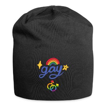 Schwuler Regenbogen - Jersey-Beanie - Schwarz - Vorne