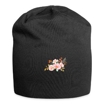 Blühendes Haar - Jersey-Beanie - Schwarz - Vorne