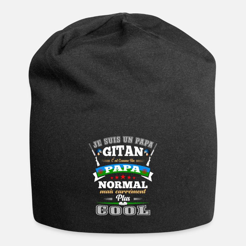 Papa Gitan, Cadeau Père Manouche - Bonnet en jersey - noir