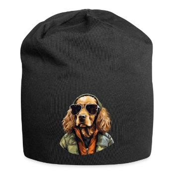 Schlappohren Club | Cocker Spaniel Grafik - Jersey-Beanie - Schwarz - Vorne