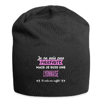 Je ne suis pas parfaite Lyonnaise - Bonnet en jersey - noir - Devant