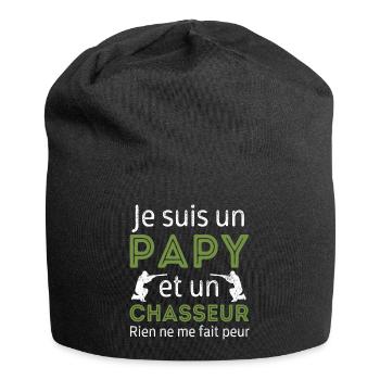 Je suis un papy chasseur cadeau de chasse - Bonnet en jersey - noir - Devant