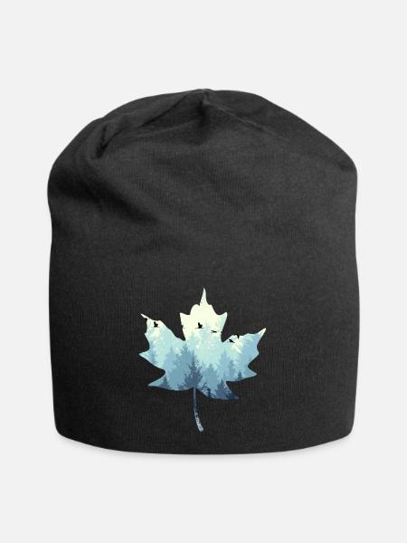 Blattlandschaft - Jersey-Beanie - Schwarz
