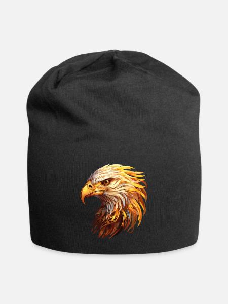 Adler Adlerkopf Gold Raubvogel Vogel Tier Natur - Jersey-Beanie - Schwarz