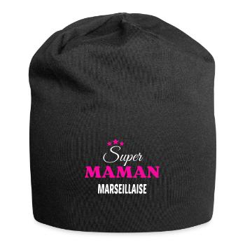 Super maman Marseillaise citation - Bonnet en jersey - noir - Devant