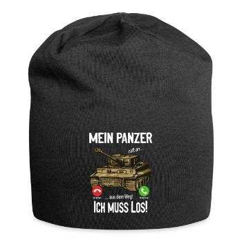 Mein Panzer ruft an... aus dem Weg! Ich muss los! - Jersey-Beanie - Schwarz - Vorne
