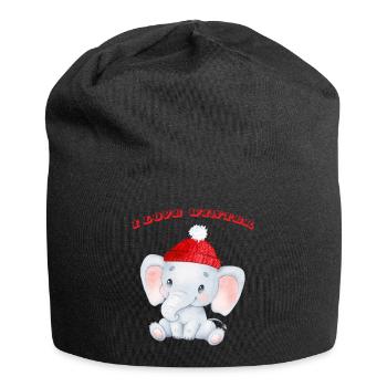 I love Winter, Elefant - Jersey-Beanie - Schwarz - Vorne