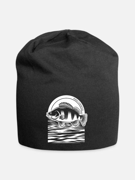 Barsch Angeln Fischen Fisch Flussbarsch - Jersey-Beanie - Schwarz