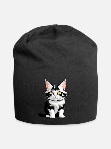 Cute kitten - Jersey Beanie - black